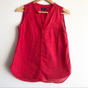 Bright Coral Sleeveless Lightweight Summer Blouse
